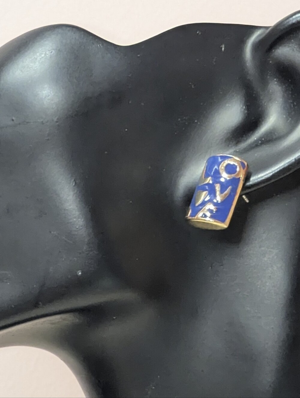 Lucky Brand VTG Y2K Cobalt Blue Enamel LOVE Necklace & Earrings NOS + FREE GIFT - Picture 4 of 4